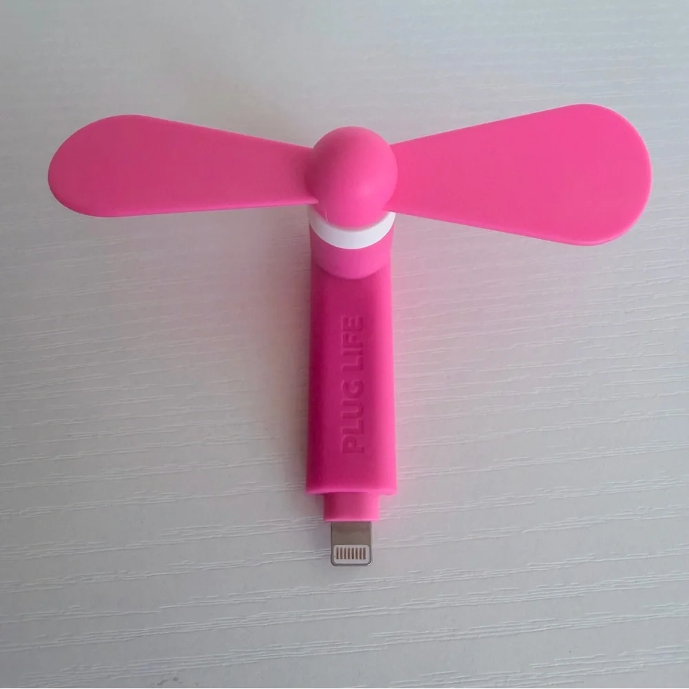 White Portable Phone Charger w/ Kickstand & Pink Fan Bundle